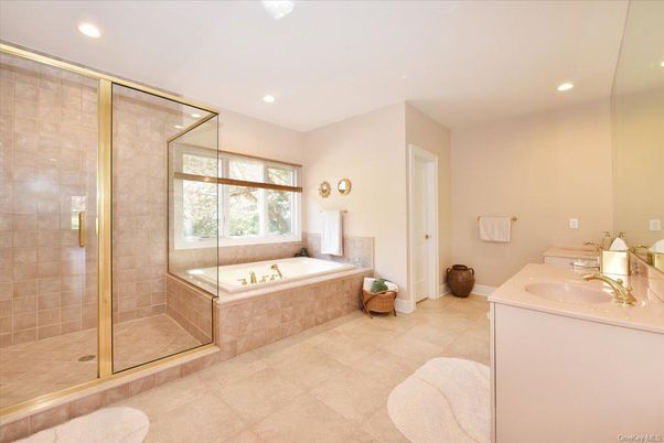Bathroom, Dual Sink Vanities, Glass Shower, Interior, Recessed Lighting