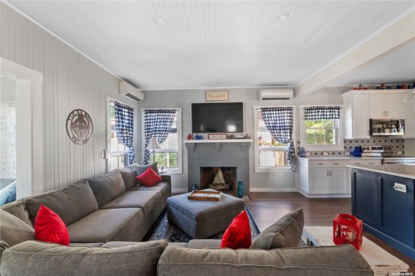 Fireplace, Interior, Kitchen, Living room, Wood Texture Flooring