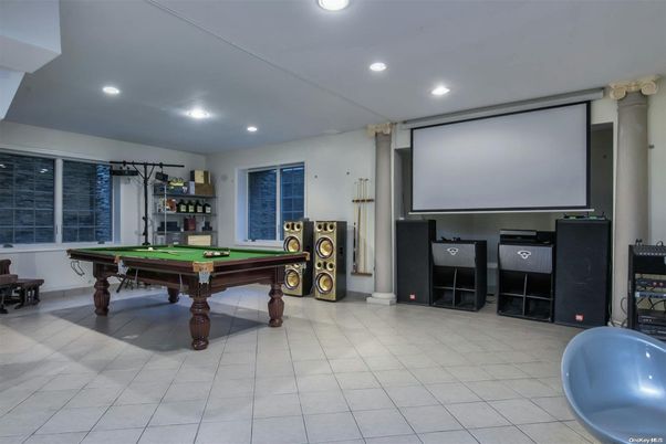 Billiard Table, Game Room, Interior, Projection Screen, Recessed Lighting
