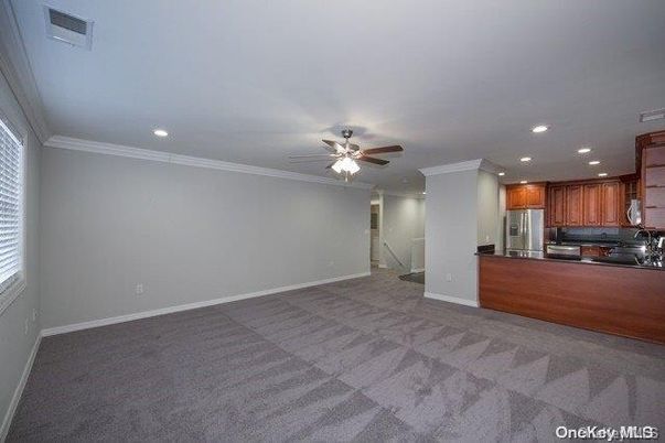 Empty room, Interior, Kitchen, Recessed Lighting, Stainless Steel Appliances