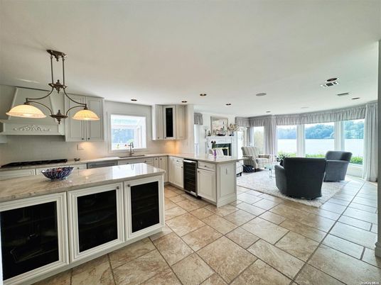 Fireplace, Interior, Kitchen, Living room, Pendant Lights, Recessed Lighting