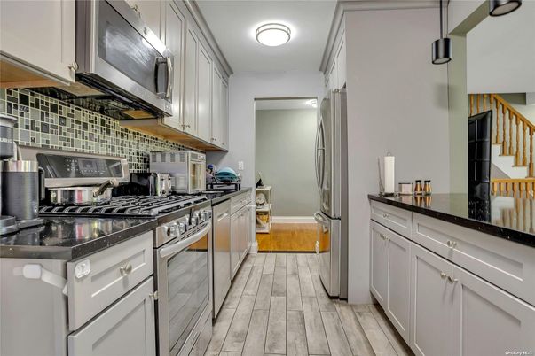 Interior, Kitchen, Stainless Steel Appliances, Wood Texture Flooring