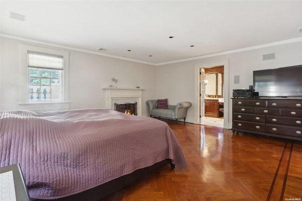 Bedroom, Fireplace, Interior, Wood Texture Flooring