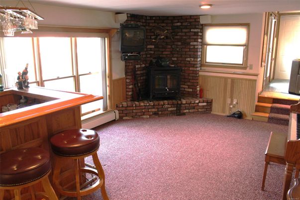 Fireplace, Interior, Recessed Lighting, Stone Walls