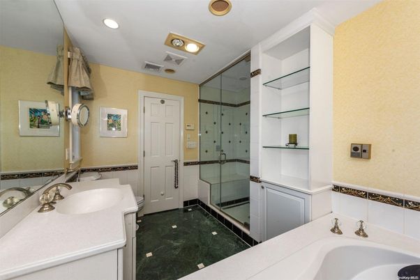 Bathroom, Dual Sink Vanities, Glass Shower, Interior, Recessed Lighting