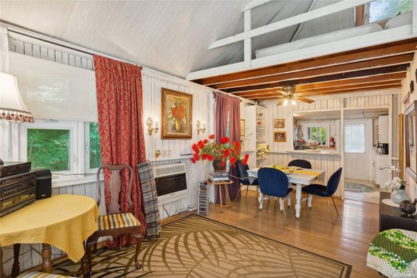 Dining room, Fireplace, Interior, Wooden Beams, Wood Texture Flooring