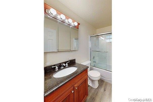 Bathroom, Glass Shower, Interior, Wood Texture Flooring