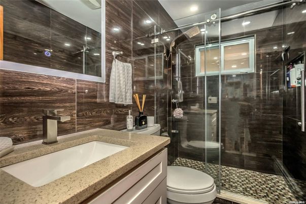 Bathroom, Glass Shower, Interior, Recessed Lighting