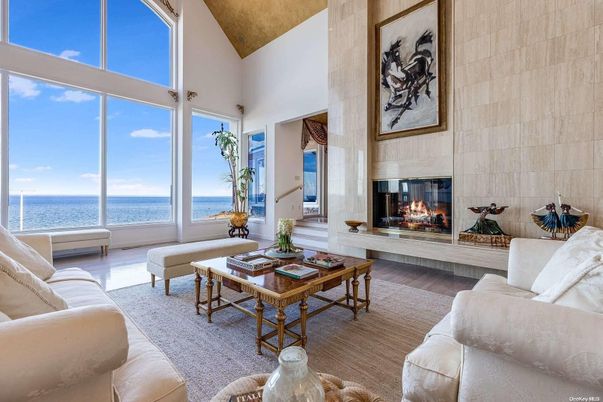 Fireplace, Interior, Living room, Stone Walls, Water, Wood Texture Flooring