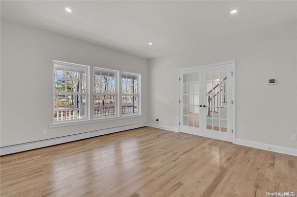 Empty room, Interior, Recessed Lighting, Wood Texture Flooring