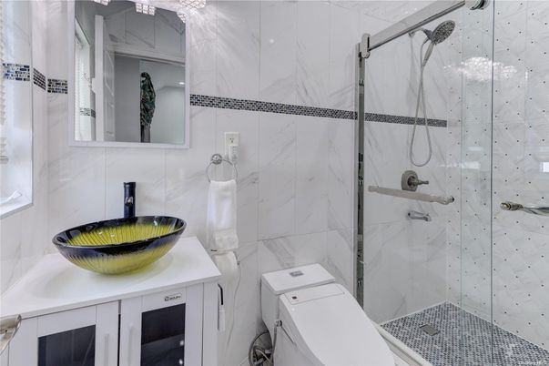 Bathroom, Glass Shower, Interior, Marble Walls