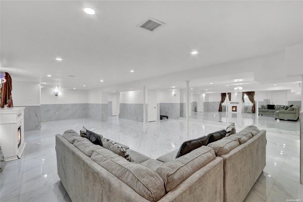 Fireplace, Interior, Living room, Marble, Marble Walls, Recessed Lighting