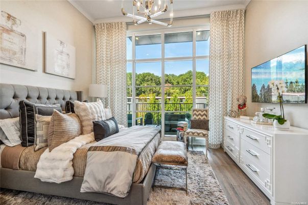 Bedroom, Chandelier, Interior, Wood Texture Flooring