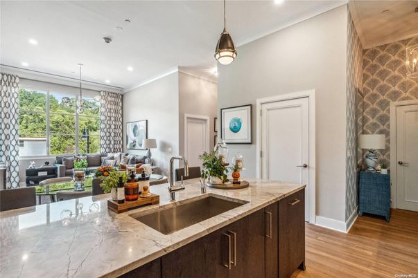 Interior, Kitchen, Living room, Pendant Lights, Recessed Lighting, Wood Texture Flooring