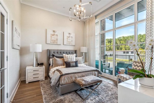 Bedroom, Interior, Pendant Lights, Wood Texture Flooring