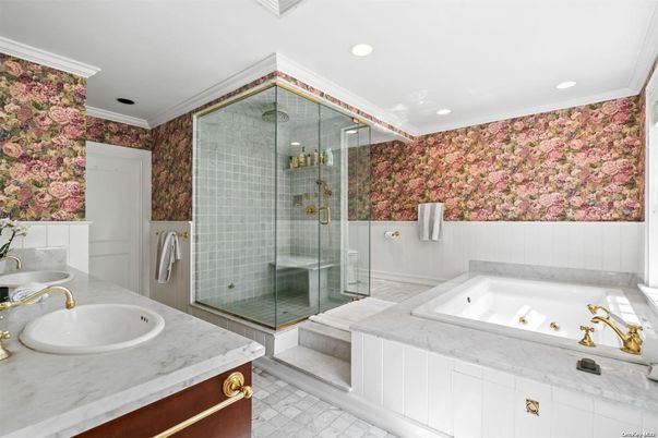 Bathroom, Dual Sink Vanities, Glass Shower, Interior, Recessed Lighting