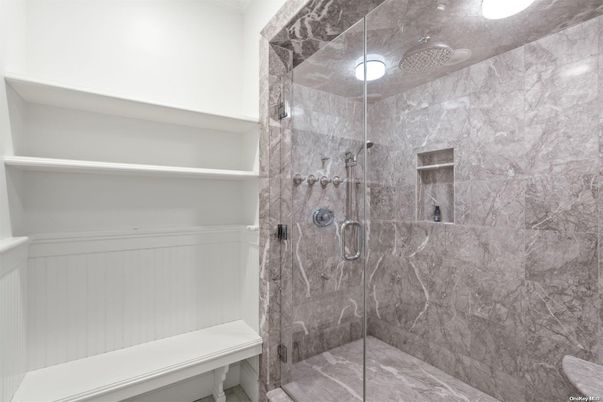 Bathroom, Glass Shower, Interior, Marble Walls