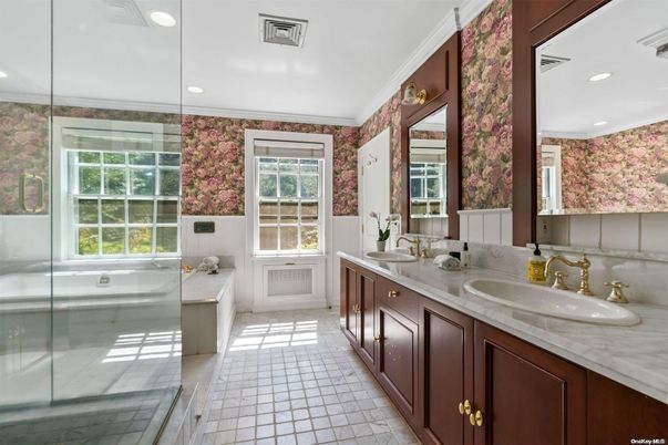 Bathroom, Dual Sink Vanities, Glass Shower, Interior, Recessed Lighting