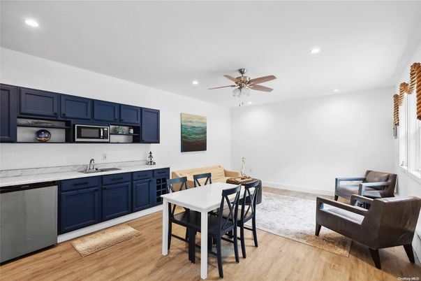 Dining room, Interior, Kitchen, Recessed Lighting, Wood Texture Flooring