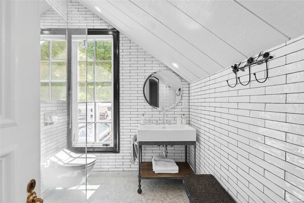 Bathroom, Interior, Recessed Lighting, Stone Walls