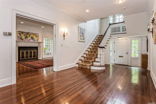 Fireplace, Interior, Recessed Lighting, Wood Texture Flooring