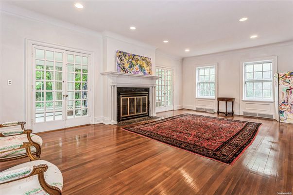 Empty room, Fireplace, Interior, Recessed Lighting, Wood Texture Flooring