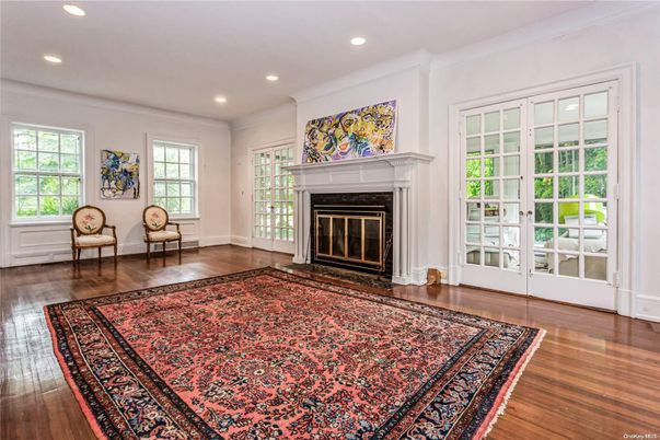 Empty room, Fireplace, Interior, Recessed Lighting, Wood Texture Flooring