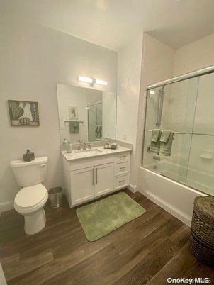 Bathroom, Glass Shower, Interior, Wood Texture Flooring