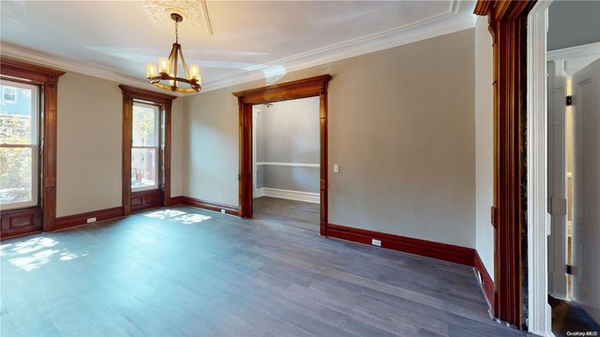 Chandelier, Empty room, Interior, Wood Texture Flooring