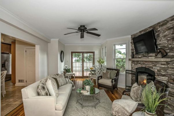Fireplace, Interior, Living room, Stone Walls, Wood Texture Flooring