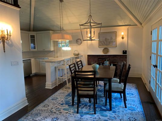 Dining room, Interior, Kitchen, Pendant Lights, Wood Texture Flooring
