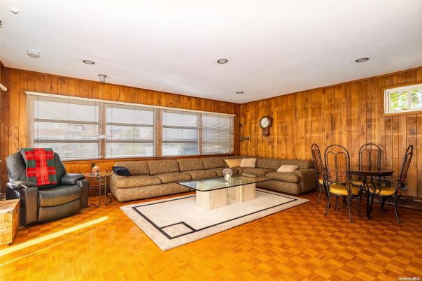 Dining room, Interior, Living room, Recessed Lighting, Wood Texture Flooring, Wooden Walls