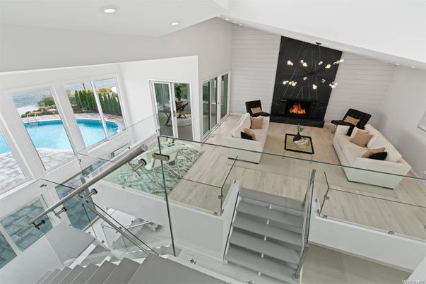 Fireplace, Interior, Living room, Recessed Lighting, Water