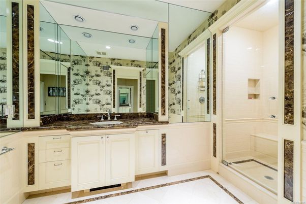Bathroom, Dual Sink Vanities, Glass Shower, Interior, Recessed Lighting