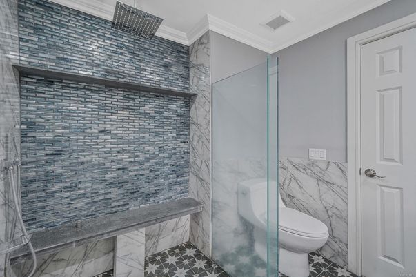 Bathroom, Glass Shower, Interior, Marble, Marble Walls