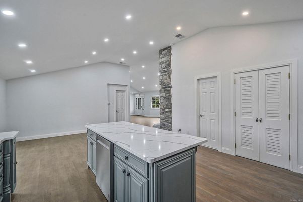 Interior, Kitchen, Recessed Lighting, Wood Texture Flooring