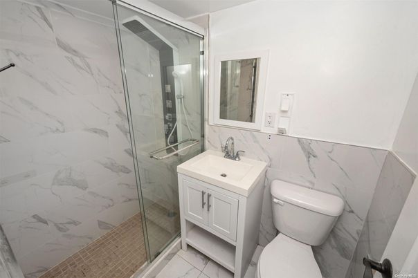 Bathroom, Glass Shower, Interior, Marble Walls
