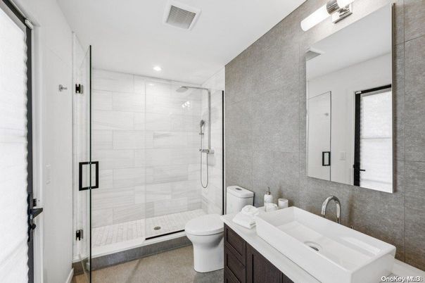 Bathroom, Glass Shower, Interior, Recessed Lighting