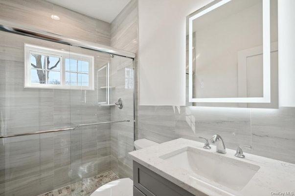 Bathroom, Glass Shower, Interior, Recessed Lighting