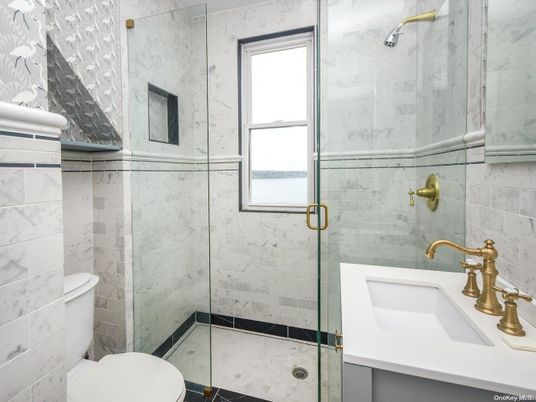Bathroom, Glass Shower, Interior, Marble Walls