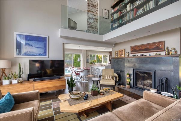 Dining room, Fireplace, Interior, Living room, Recessed Lighting