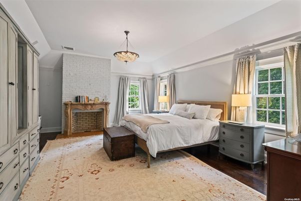Bedroom, Interior, Pendant Lights, Stone Walls, Wood Texture Flooring