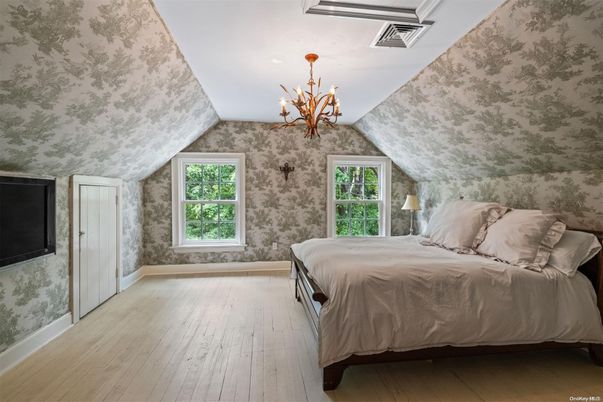 Bedroom, Chandelier, Interior, Wood Texture Flooring