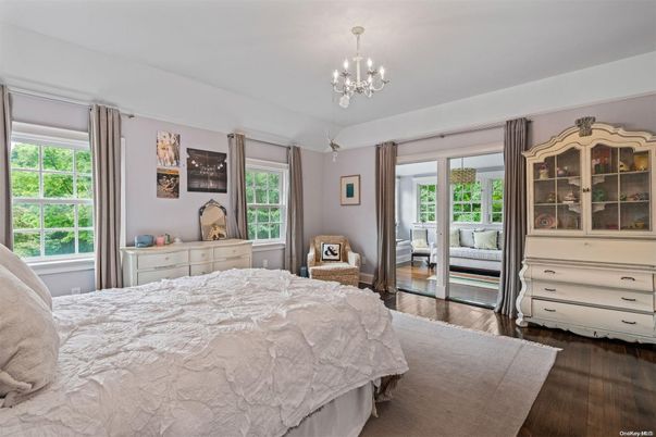 Bedroom, Chandelier, Interior, Wood Texture Flooring