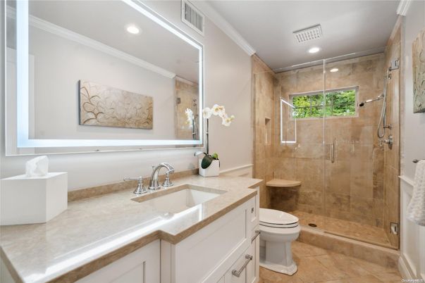 Bathroom, Glass Shower, Interior, Recessed Lighting