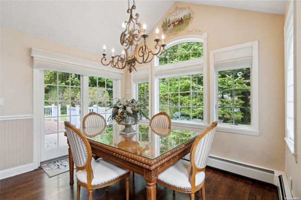 Chandelier, Dining room, Interior, Wood Texture Flooring