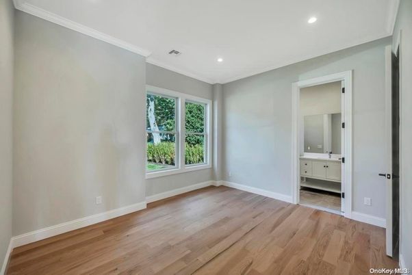 Bathroom, Empty room, Interior, Recessed Lighting, Wood Texture Flooring