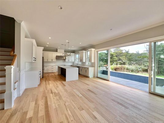 Interior, Kitchen, Pendant Lights, Recessed Lighting, Wood Texture Flooring
