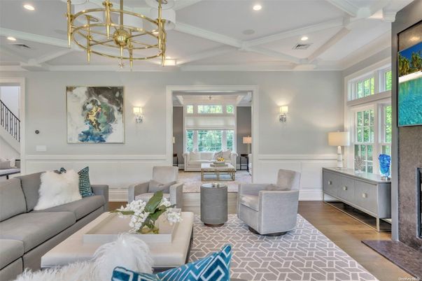 Chandelier, Interior, Living room, Recessed Lighting, Wood Texture Flooring