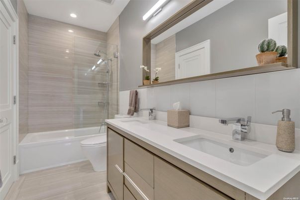 Bathroom, Dual Sink Vanities, Glass Shower, Interior, Recessed Lighting